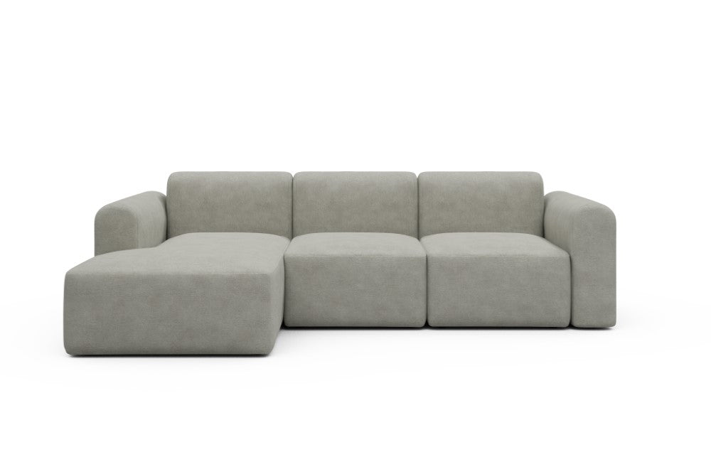 Rund Modular Sofa - Configurations 1 - C3L - 194 x 152 cm - Chaise + 2 Seater - 773 Carreno Moon Stone White