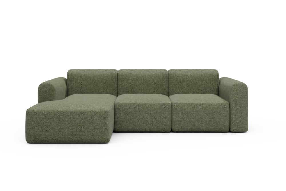 Rund Modular Sofa - Configurations 1 - C3L - 194 x 152 cm - Chaise + 2 Seater - 775 Carreno Vivid Green