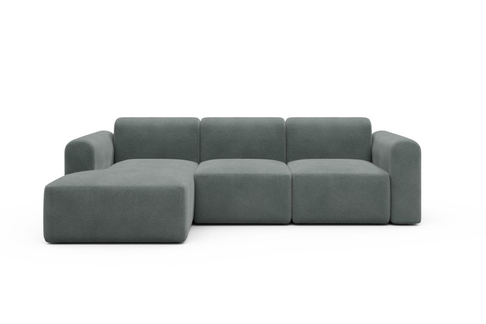 Rund Modular Sofa - Configurations 1 - C3L - 194 x 152 cm - Chaise + 2 Seater - 812 Smooth Smooth Silver Grey