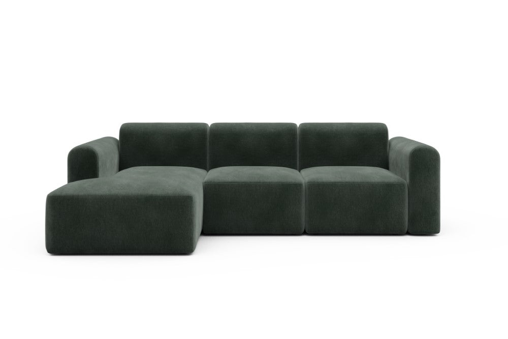 Rund Modular Sofa - Configurations 1 - C3L - 194 x 152 cm - Chaise + 2 Seater - 814 Smooth Laural Green
