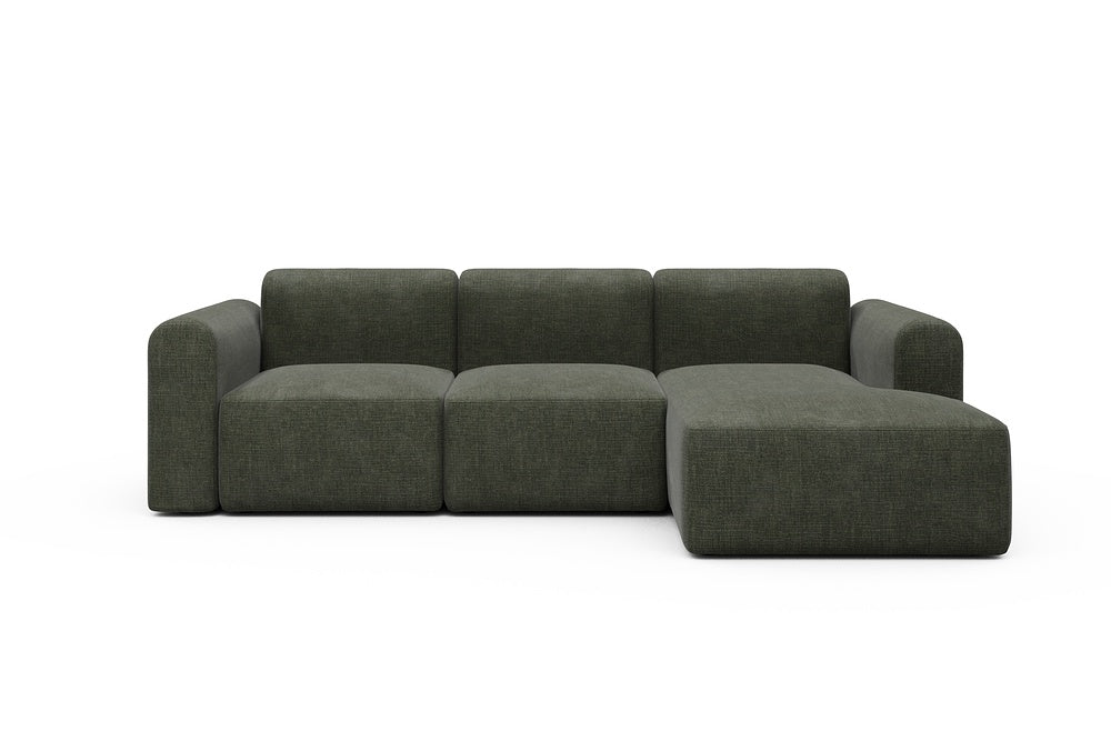 Rund Modular Sofa - Configurations 1 - C4L - 266 x 152 cm - 2 Seater + Chaise - 413 Esina Olive Green