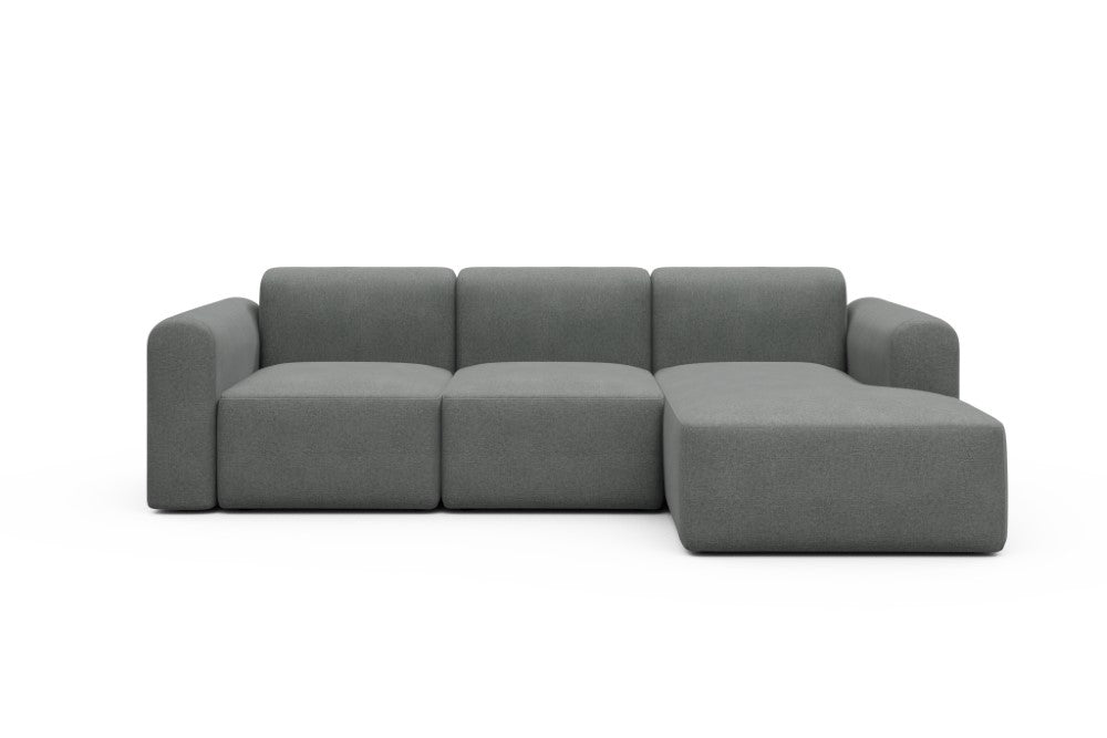 Rund Modular Sofa - Configurations 1 - C4L - 266 x 152 cm - 2 Seater + Chaise - 440 Satya Steel Grey