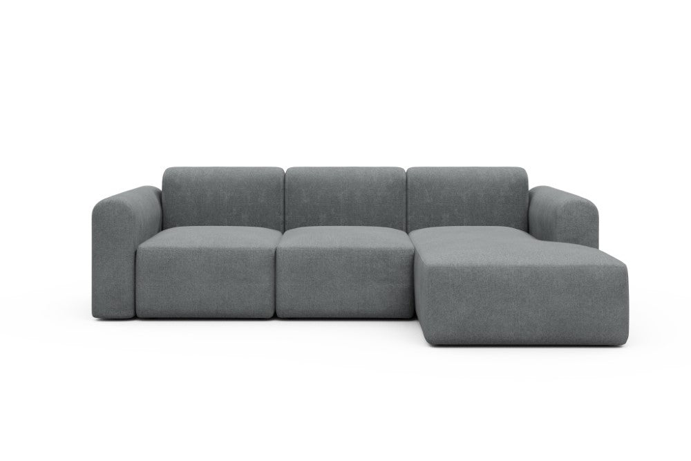 Rund Modular Sofa - Configurations 1 - C4L - 266 x 152 cm - 2 Seater + Chaise - 495 Casone Gravel Grey