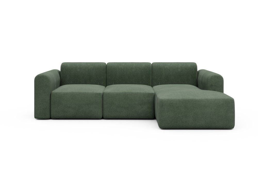 Rund Modular Sofa - Configurations 1 - C4L - 266 x 152 cm - 2 Seater + Chaise - 498 Casone Forest Green