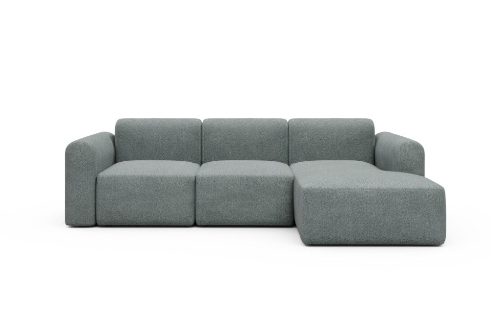 Rund Modular Sofa - Configurations 1 - C4L - 266 x 152 cm - 2 Seater + Chaise - 499 Casone Light mixed Green