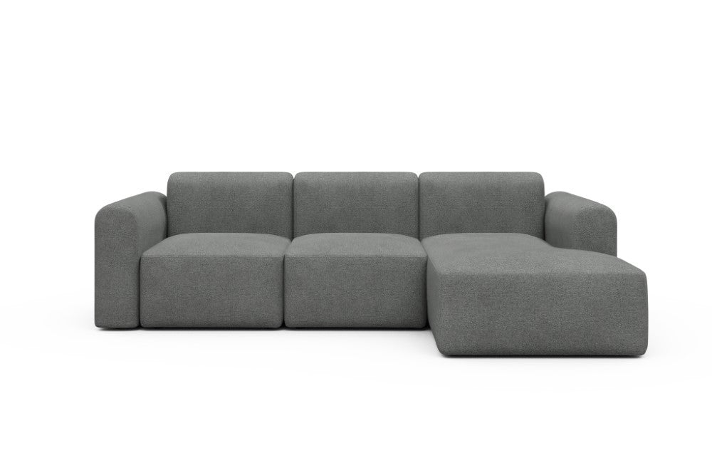 Rund Modular Sofa - Configurations 1 - C4L - 266 x 152 cm - 2 Seater + Chaise - 533 Bouclé Ash Grey
