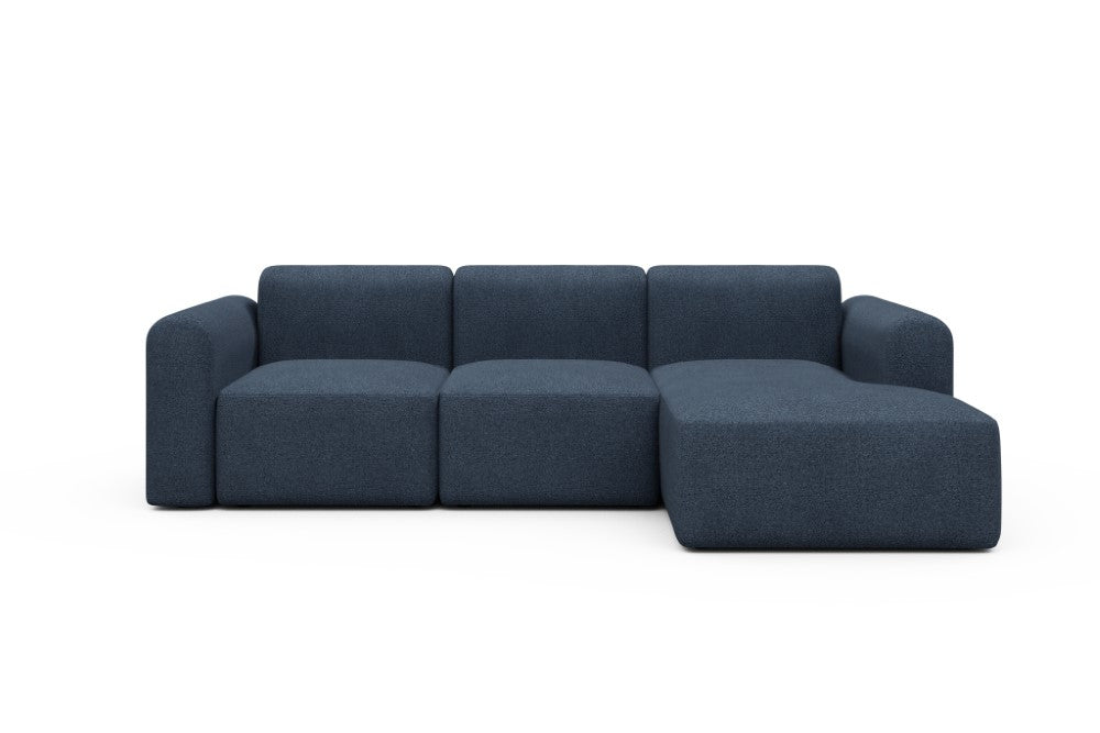 Rund Modular Sofa - Configurations 1 - C4L - 266 x 152 cm - 2 Seater + Chaise - 537 Bouclé Blue