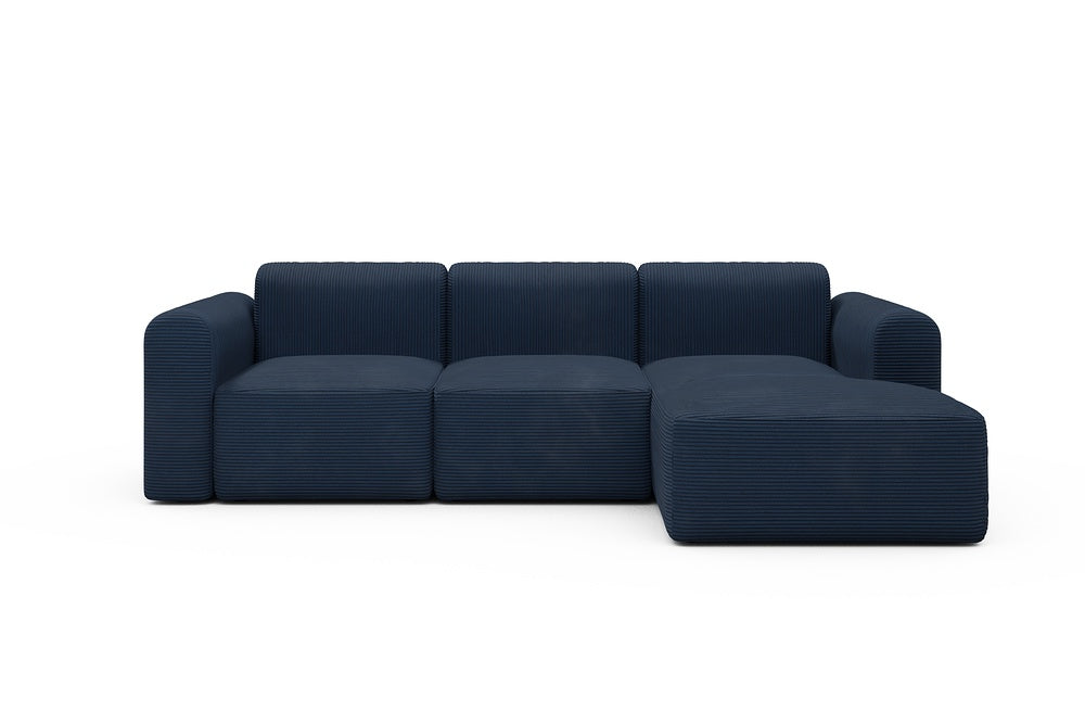 Rund Modular Sofa - Configurations 1 - C4L - 266 x 152 cm - 2 Seater + Chaise - 591 Corduroy Midnight-Blue