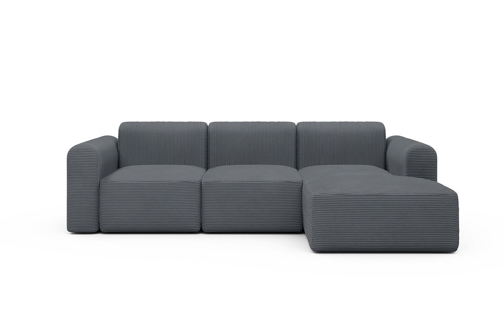 Rund Modular Sofa - Configurations 1 - C4L - 266 x 152 cm - 2 Seater + Chaise - 592 Corduroy Silvermist