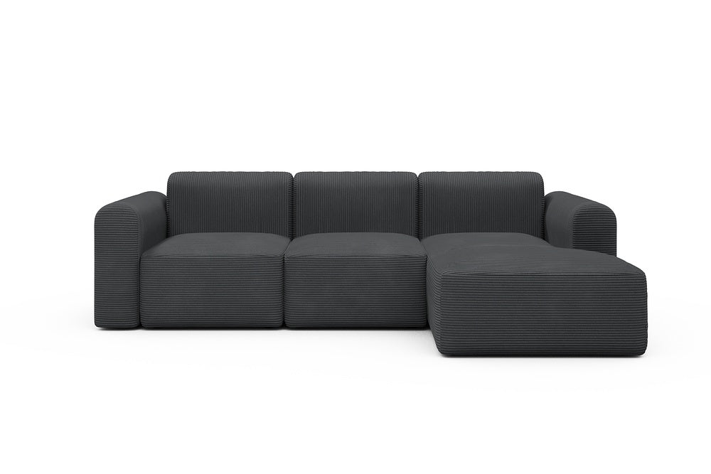 Rund Modular Sofa - Configurations 1 - C4L - 266 x 152 cm - 2 Seater + Chaise - 593 Corduroy Graphite