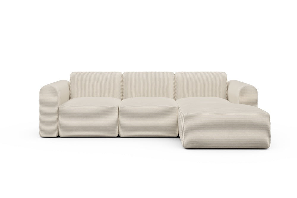 Rund Modular Sofa - Configurations 1 - C4L - 266 x 152 cm - 2 Seater + Chaise - 594 Corduroy Ivory