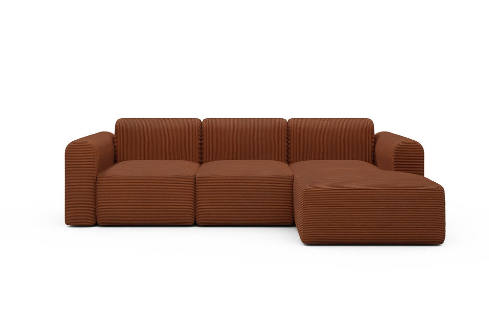 Rund Modular Sofa - Configurations 1 - C4L - 266 x 152 cm - 2 Seater + Chaise - 595 Corduroy Burnt-Orange