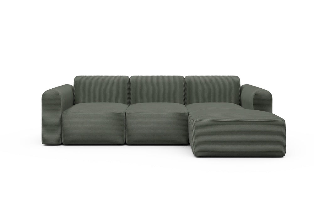 Rund Modular Sofa - Configurations 1 - C4L - 266 x 152 cm - 2 Seater + Chaise - 598 Corduroy Sage