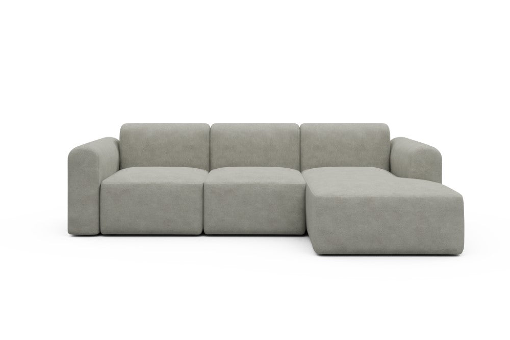 Rund Modular Sofa - Configurations 1 - C4L - 266 x 152 cm - 2 Seater + Chaise - 773 Carreno Moon Stone White