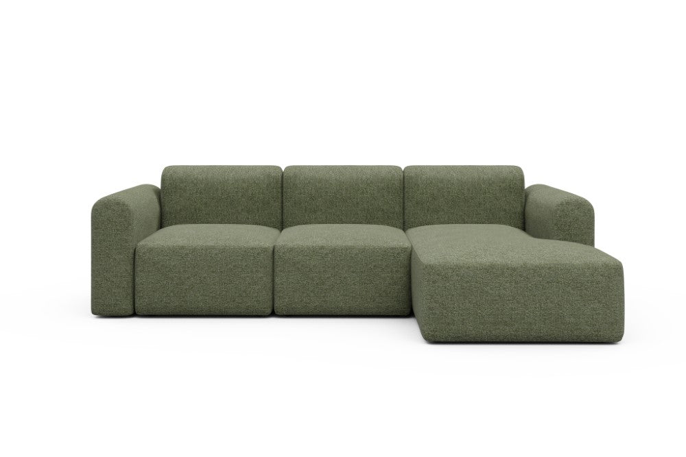 Rund Modular Sofa - Configurations 1 - C4L - 266 x 152 cm - 2 Seater + Chaise - 775 Carreno Vivid Green