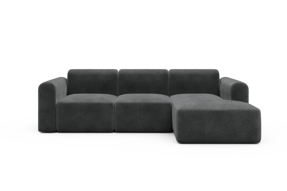 Rund Modular Sofa - Configurations 1 - C4L - 266 x 152 cm - 2 Seater + Chaise - 811 Smooth Deep Warm Grey
