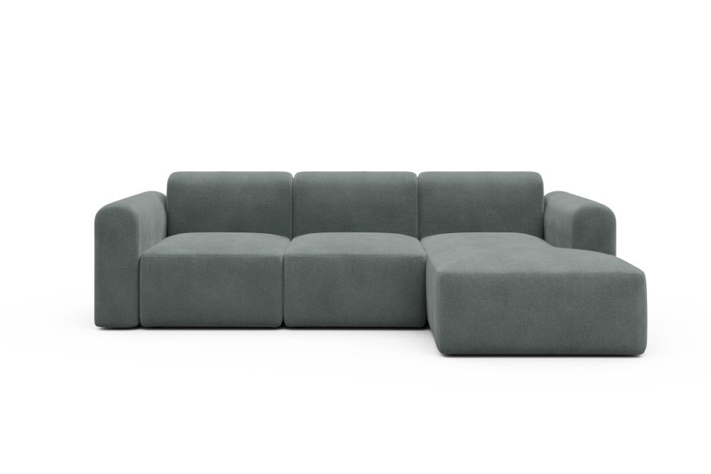 Rund Modular Sofa - Configurations 1 - C4L - 266 x 152 cm - 2 Seater + Chaise - 812 Smooth Smooth Silver Grey