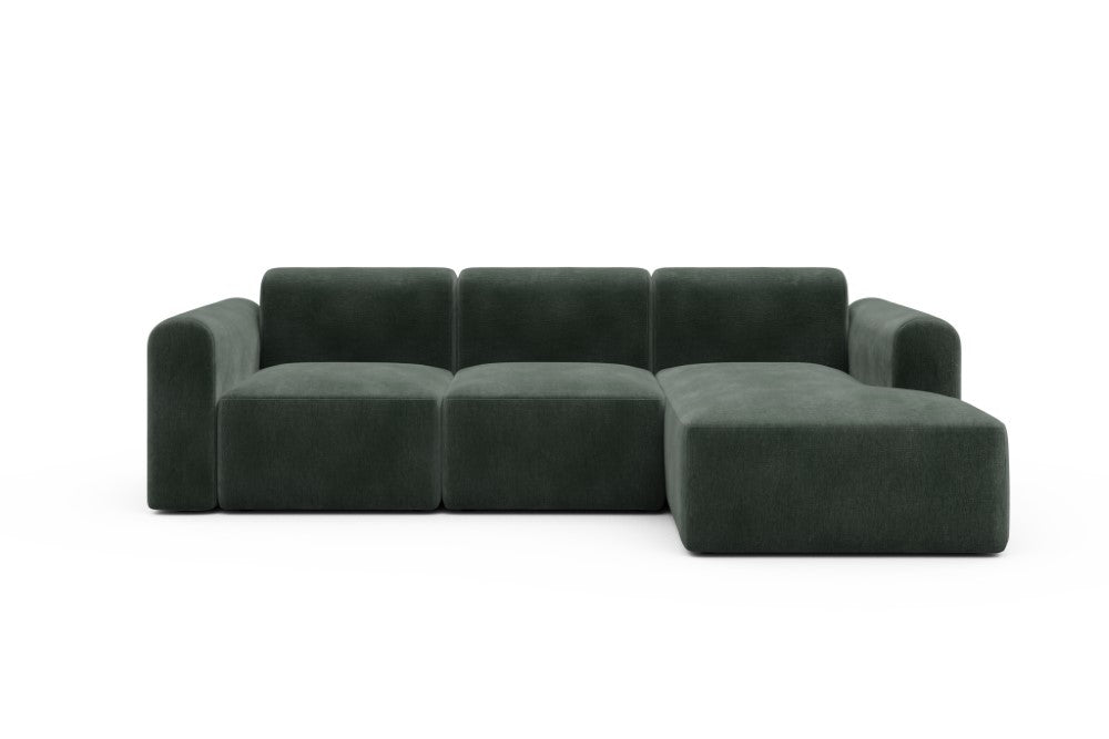Rund Modular Sofa - Configurations 1 - C4L - 266 x 152 cm - 2 Seater + Chaise - 814 Smooth Laural Green