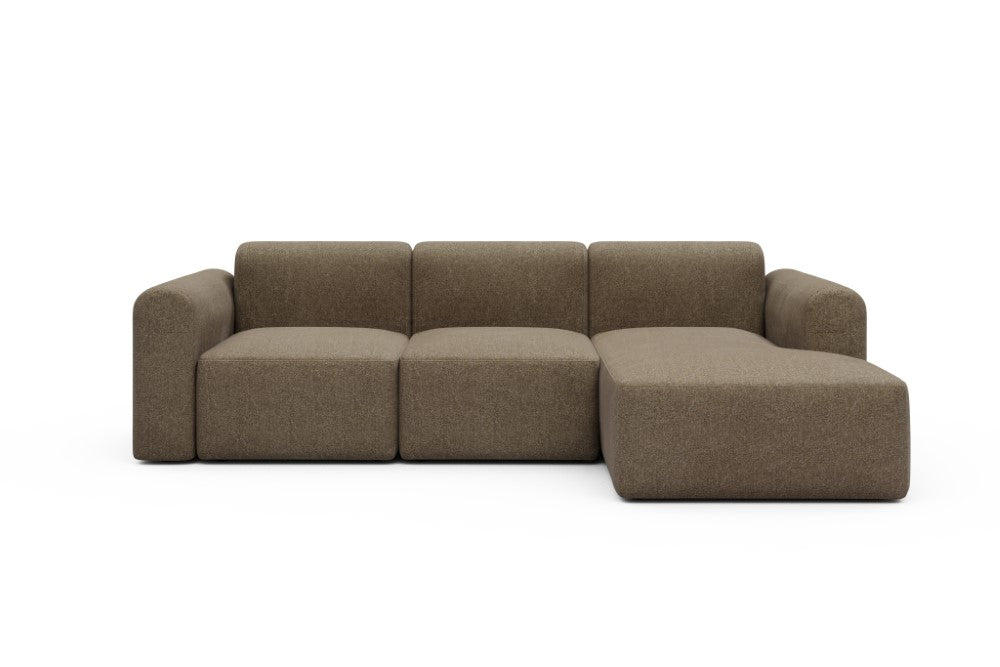 Rund Modular Sofa - Configurations 1 - C4L - 266 x 152 cm - 2 Seater + Chaise - 817 Aivi Khaki Brown