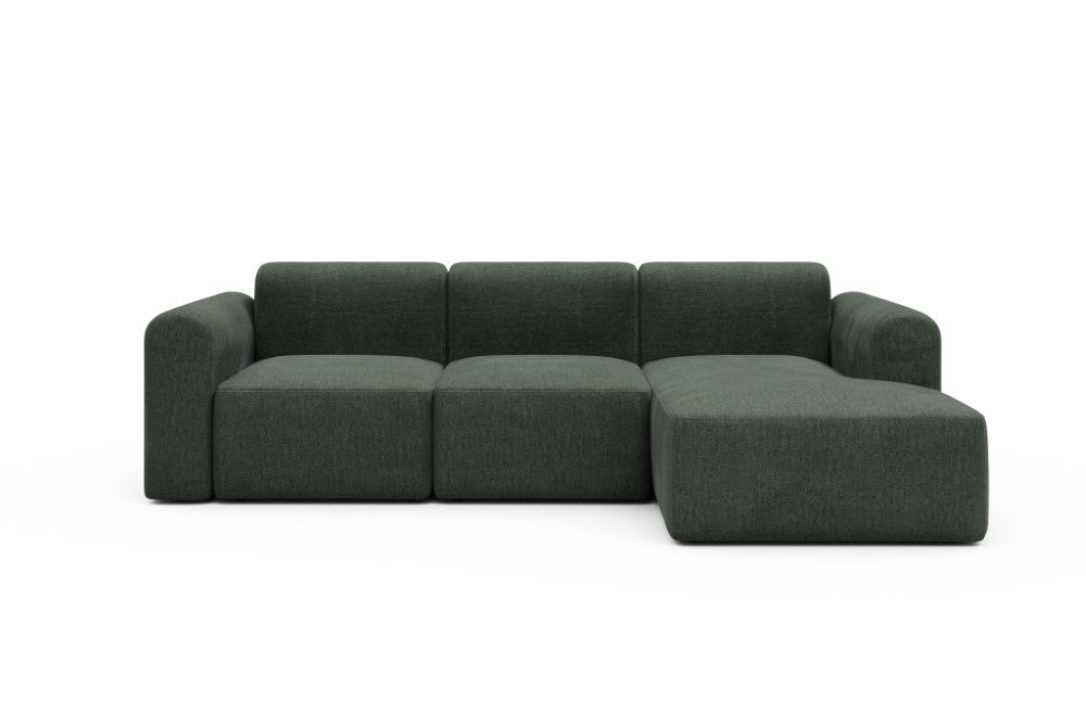 Rund Modular Sofa - Configurations 1 - C4L - 266 x 152 cm - 2 Seater + Chaise - 818 Aivi Pine Green
