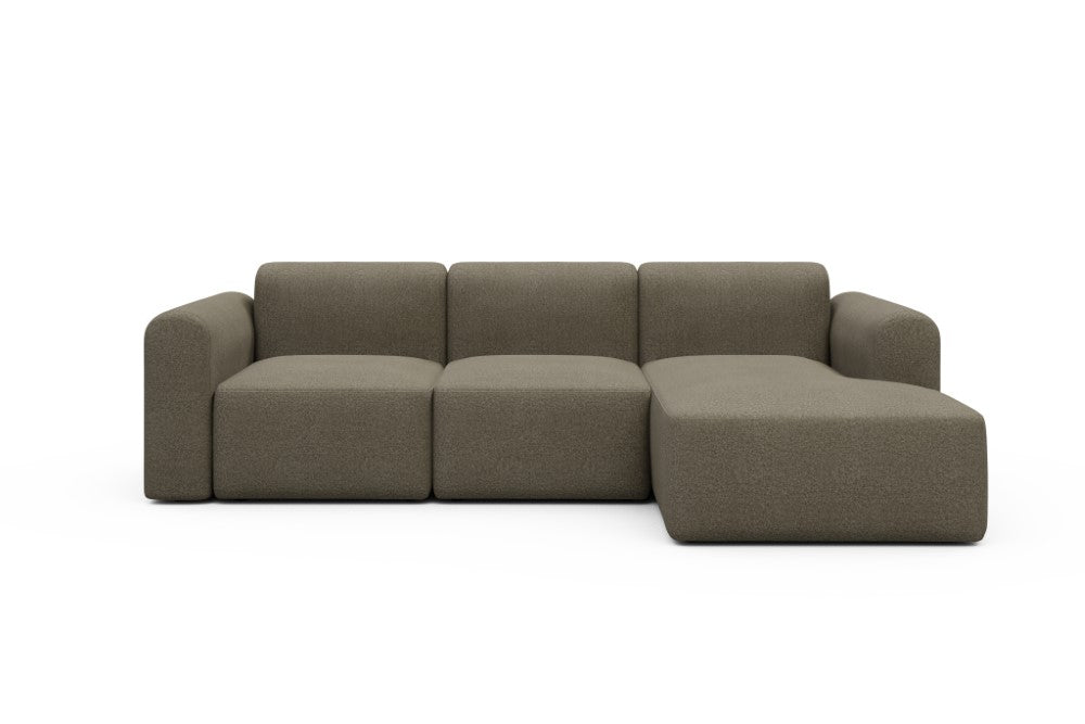 Rund Modular Sofa - Configurations 1 - C4L - 266 x 152 cm - 2 Seater + Chaise - 850 Mahoga Caramel Grey