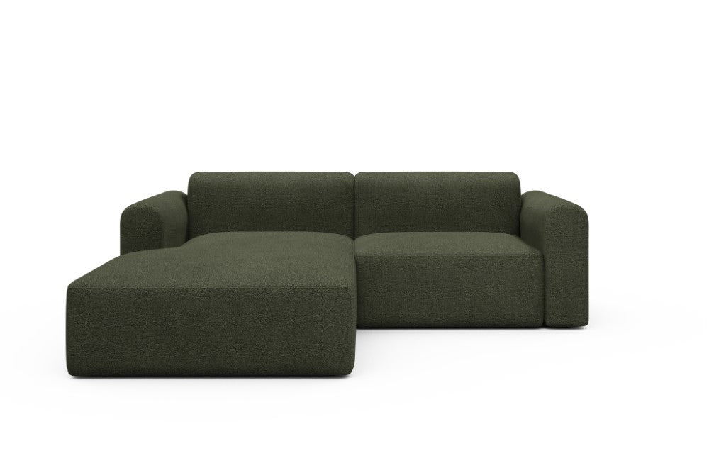 Rund Modular Sofa - Configurations 1 - D1L - 240 x 188 cm - Chaise + 1,5 Seater - 535 Bouclé Forest Green