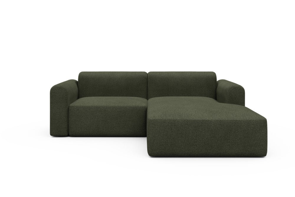 Rund Modular Sofa - Configurations 1 - D2L - 240 x 188 cm - 1,5 Seater + Chaise - 535 Bouclé Forest Green