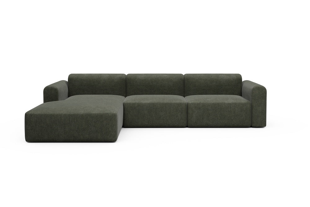 Rund Modular Sofa - Configurations 1 - D3L - 335 x 188 cm - Chaise + 2,5 Seater - 413 Esina Olive Green