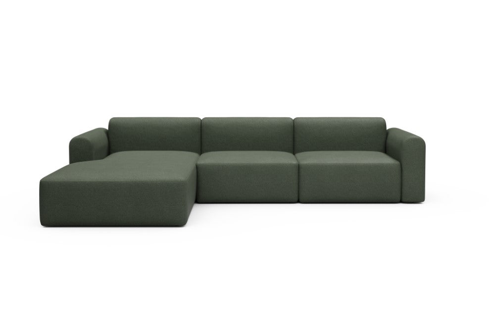 Rund Modular Sofa - Configurations 1 - D3L - 335 x 188 cm - Chaise + 2,5 Seater - 488 Denari Forest Green