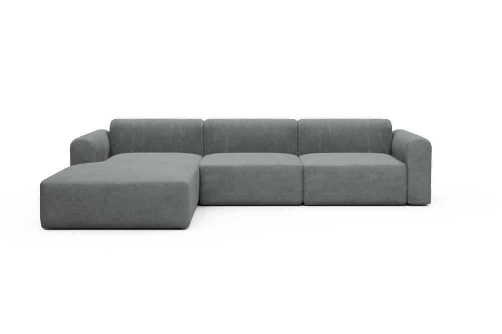 Rund Modular Sofa - Configurations 1 - D3L - 335 x 188 cm - Chaise + 2,5 Seater - 495 Casone Gravel Grey