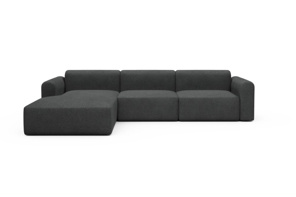 Rund Modular Sofa - Configurations 1 - D3L - 335 x 188 cm - Chaise + 2,5 Seater - 529 Bouclé Charcoal
