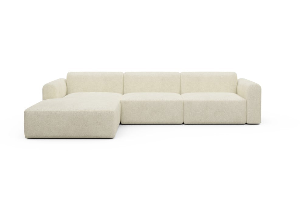 Rund Modular Sofa - Configurations 1 - D3L - 335 x 188 cm - Chaise + 2,5 Seater - 531 Bouclé Off White