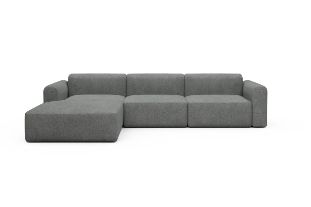 Rund Modular Sofa - Configurations 1 - D3L - 335 x 188 cm - Chaise + 2,5 Seater - 533 Bouclé Ash Grey