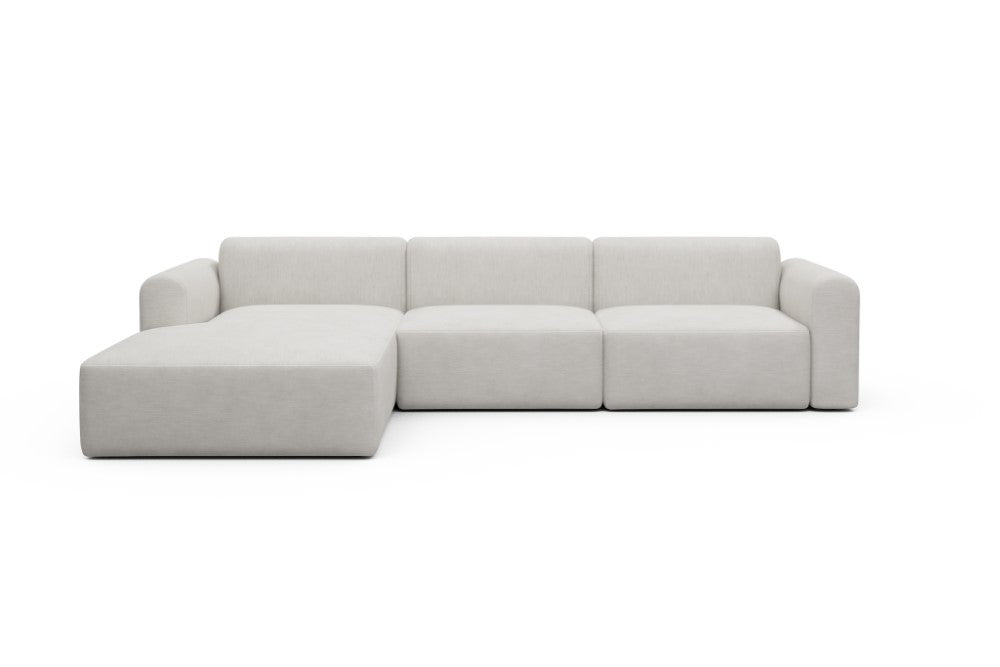 Rund Modular Sofa - Configurations 1 - D3L - 335 x 188 cm - Chaise + 2,5 Seater - 574 Vivus Dusty Off White