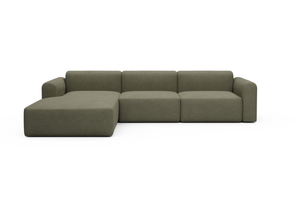 Rund Modular Sofa - Configurations 1 - D3L - 335 x 188 cm - Chaise + 2,5 Seater - 575 Vivus Dusty Olive