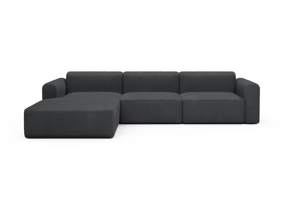 Rund Modular Sofa - Configurations 1 - D3L - 335 x 188 cm - Chaise + 2,5 Seater - 593 Corduroy Graphite