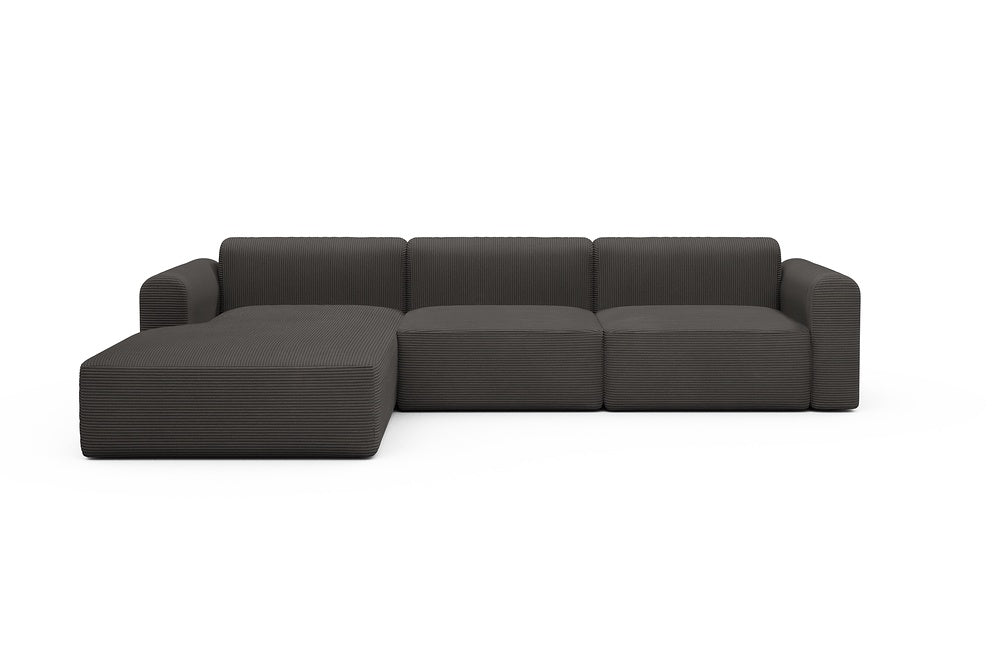 Rund Modular Sofa - Configurations 1 - D3L - 335 x 188 cm - Chaise + 2,5 Seater - 597 Corduroy Charcoal