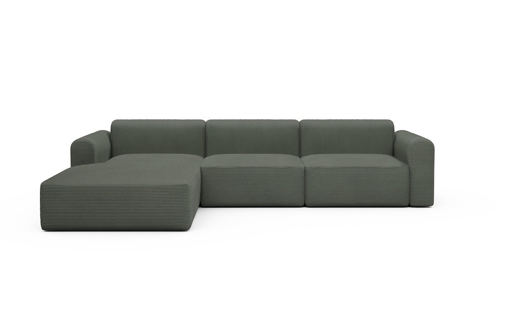 Rund Modular Sofa - Configurations 1 - D3L - 335 x 188 cm - Chaise + 2,5 Seater - 598 Corduroy Sage
