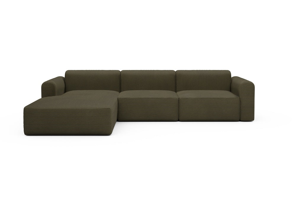 Rund Modular Sofa - Configurations 1 - D3L - 335 x 188 cm - Chaise + 2,5 Seater - 599 Corduroy Olive