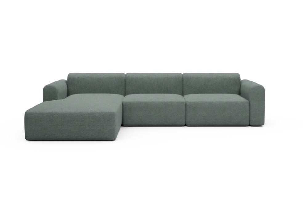Rund Modular Sofa - Configurations 1 - D3L - 335 x 188 cm - Chaise + 2,5 Seater - 770 Carreno Cielo Blue