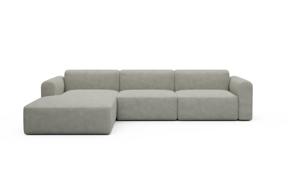 Rund Modular Sofa - Configurations 1 - D3L - 335 x 188 cm - Chaise + 2,5 Seater - 773 Carreno Moon Stone White