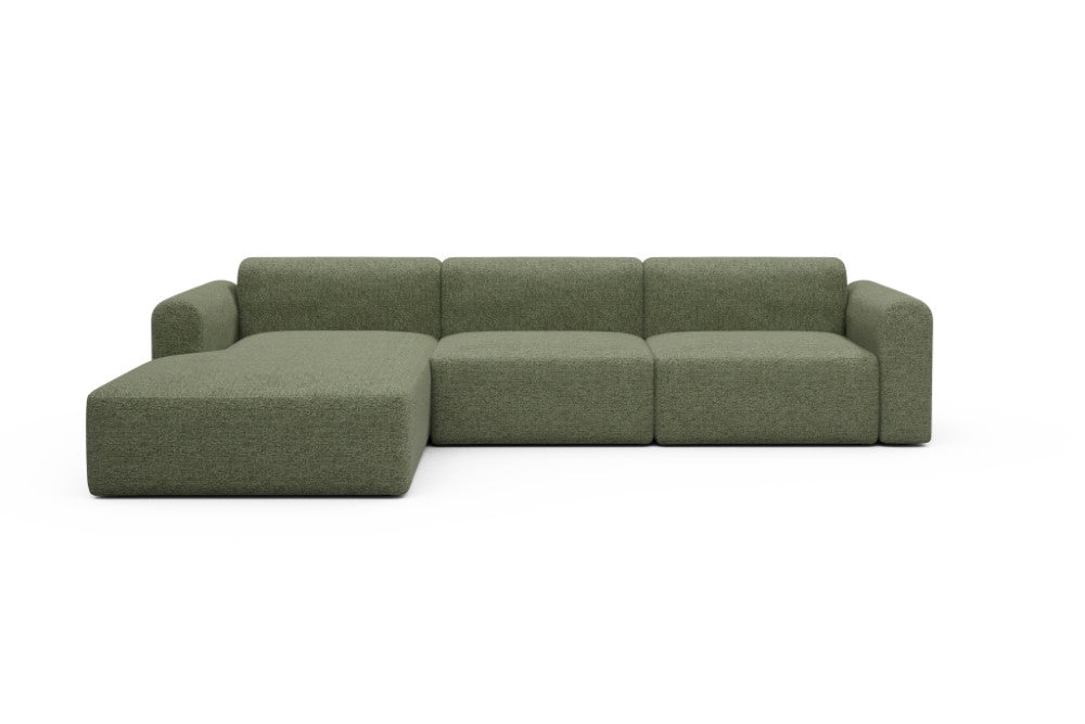 Rund Modular Sofa - Configurations 1 - D3L - 335 x 188 cm - Chaise + 2,5 Seater - 775 Carreno Vivid Green