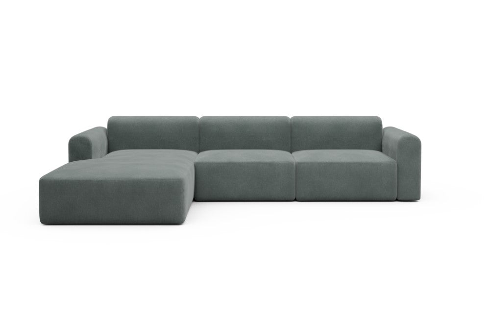 Rund Modular Sofa - Configurations 1 - D3L - 335 x 188 cm - Chaise + 2,5 Seater - 812 Smooth Smooth Silver Grey