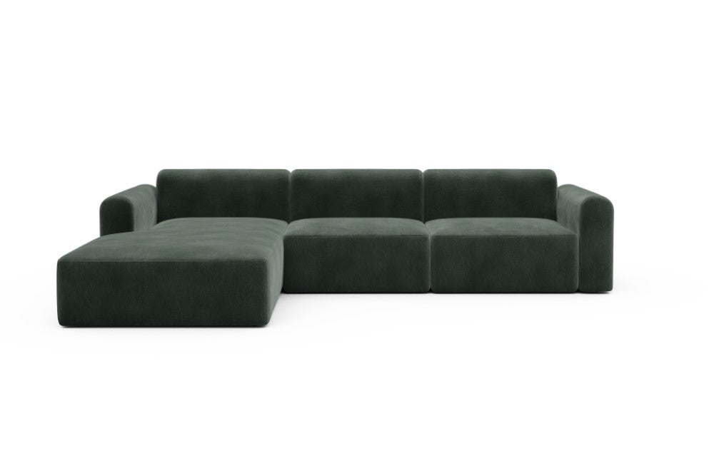 Rund Modular Sofa - Configurations 1 - D3L - 335 x 188 cm - Chaise + 2,5 Seater - 814 Smooth Laural Green