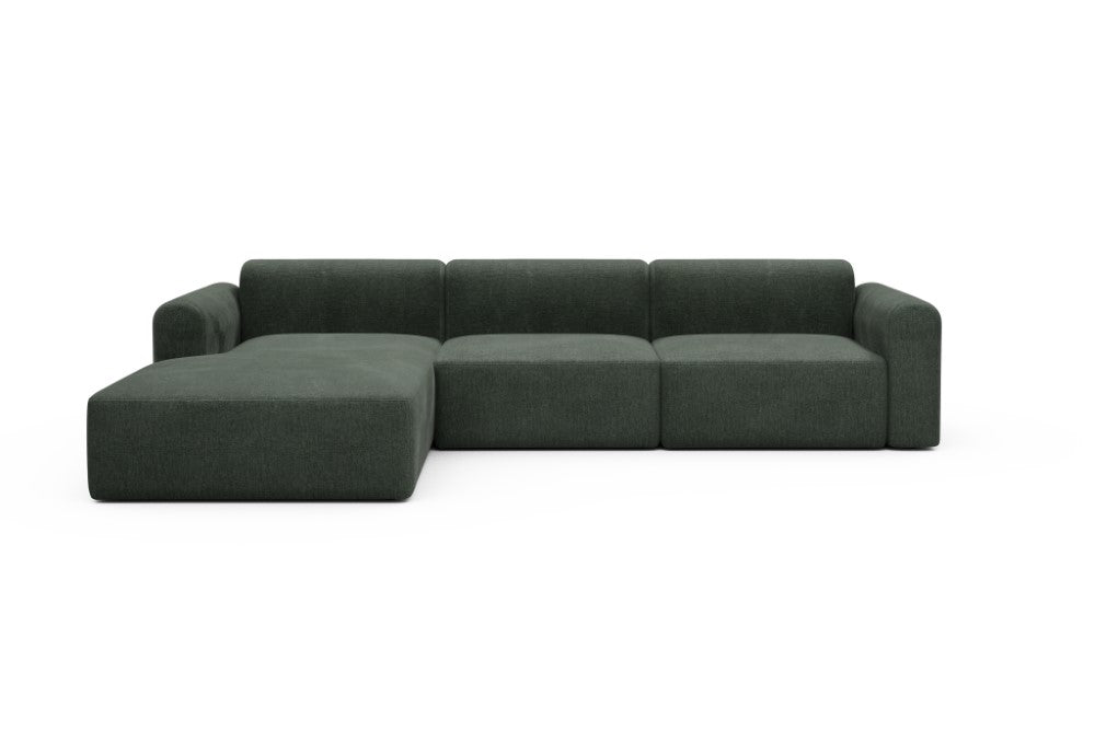 Rund Modular Sofa - Configurations 1 - D3L - 335 x 188 cm - Chaise + 2,5 Seater - 818 Aivi Pine Green