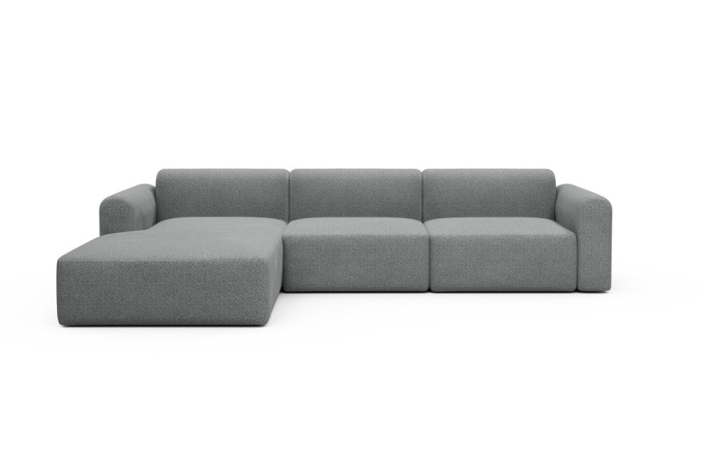 Rund Modular Sofa - Configurations 1 - D3L - 335 x 188 cm - Chaise + 2,5 Seater - 819 Aivi Gravel Grey