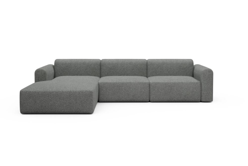 Rund Modular Sofa - Configurations 1 - D3L - 335 x 188 cm - Chaise + 2,5 Seater - 868 Vanora Warm Grey