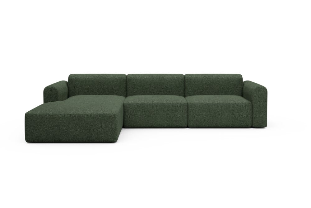 Rund Modular Sofa - Configurations 1 - D3L - 335 x 188 cm - Chaise + 2,5 Seater - 869 Vanora Deep Green