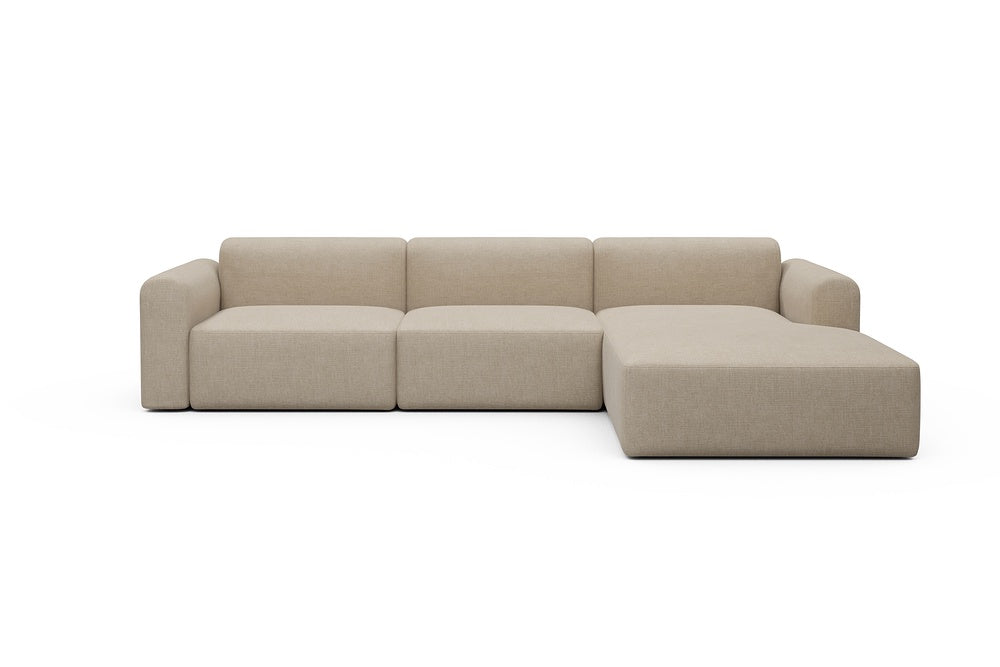 Rund Modular Sofa - Configurations 1 - D4L - 335 x 188 cm - 2,5 Seater + Chaise - 410 Esina Almond Beige