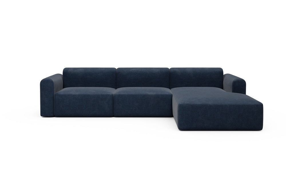 Rund Modular Sofa - Configurations 1 - D4L - 335 x 188 cm - 2,5 Seater + Chaise - 414 Esina Indigo Blue